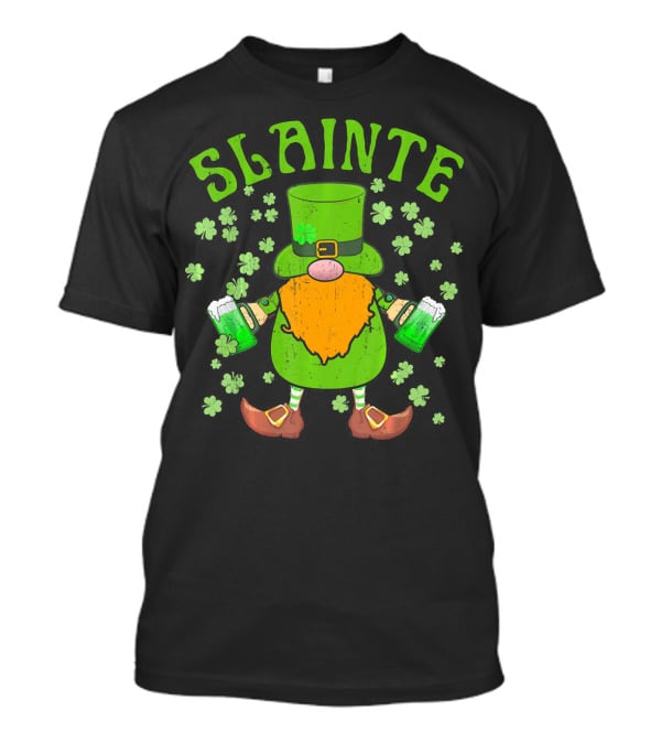 SLAINTE Cute Irish Leprechaun Gnome Green Beer T-Shirt
