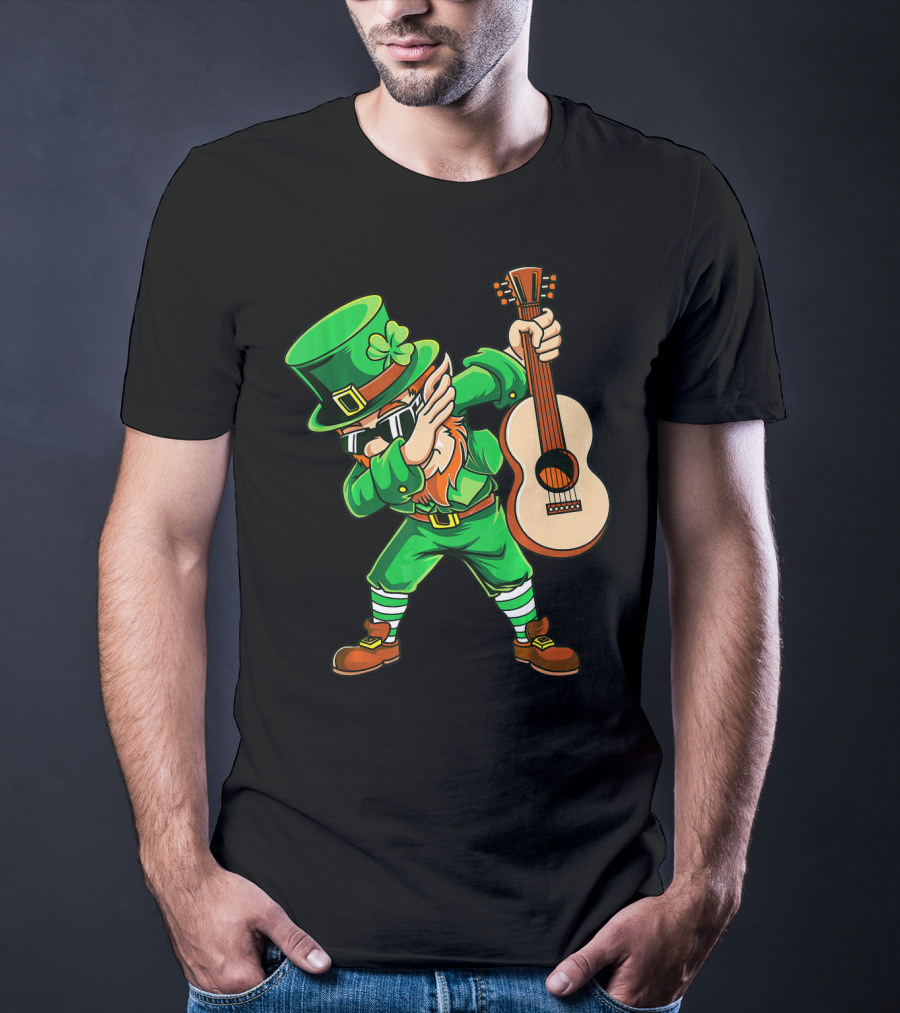 Dabbing Leprechaun With Guitar For St Patrick's Day T-Shirt