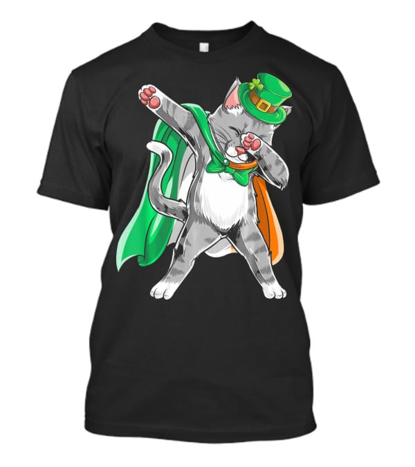 Dabbing Cat Irish Leprechaun St. Patrick's Day T-Shirt
