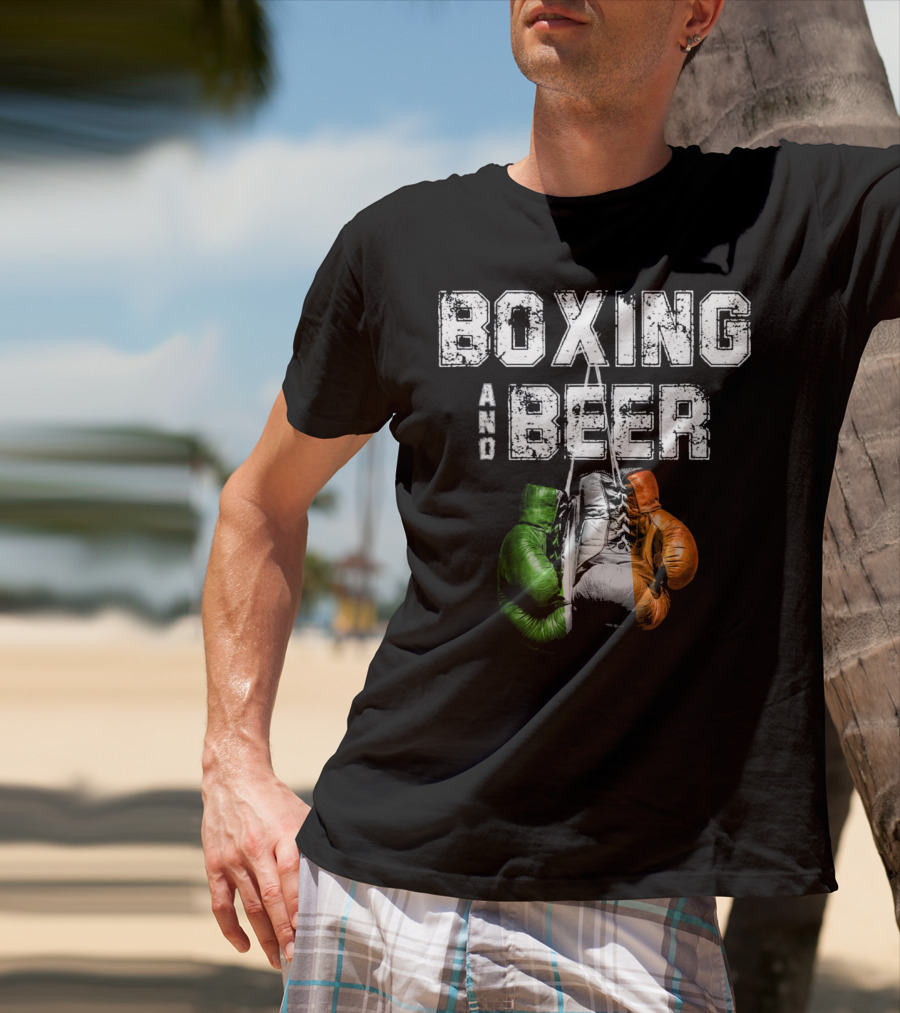 Boxing And Beer Irish Flag Colors Humor T-Shirt