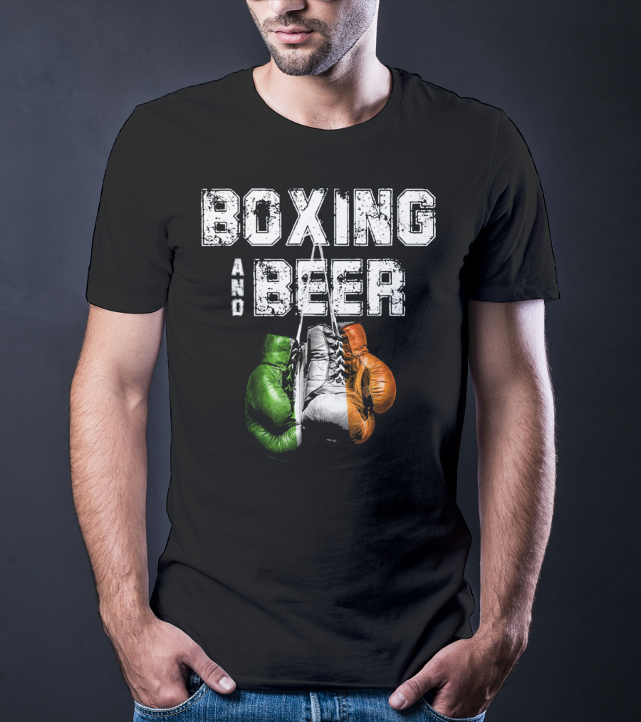 Boxing And Beer Irish Flag Colors Humor T-Shirt
