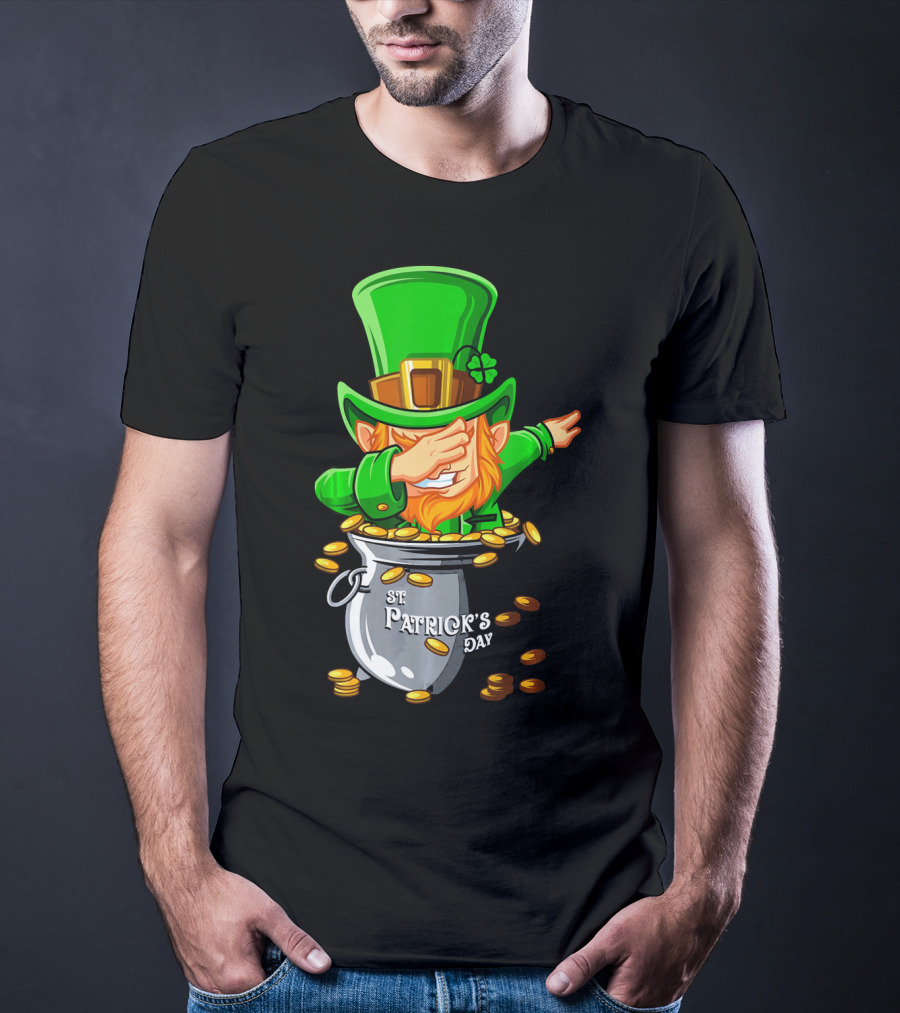 Dabbing Leprechaun St Patrick's Day Pot Of Gold T-Shirt