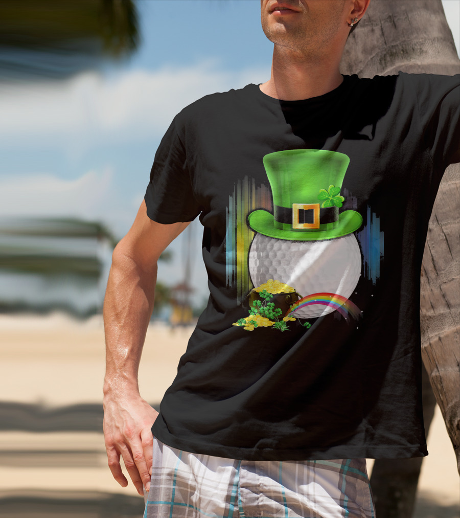 Golf Leprechaun Coin Rainbow Saint Patrick's Day T-Shirt