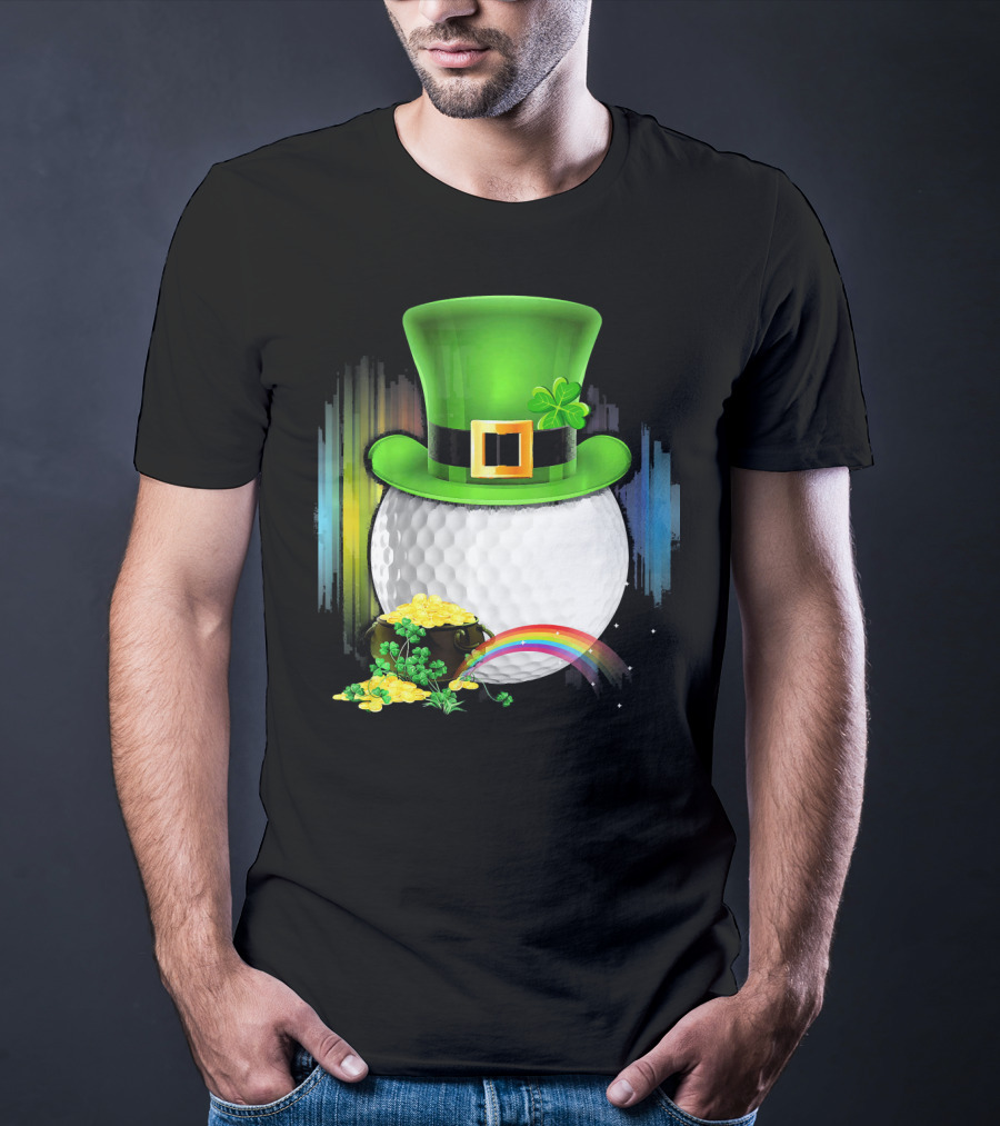 Golf Leprechaun Coin Rainbow Saint Patrick's Day T-Shirt
