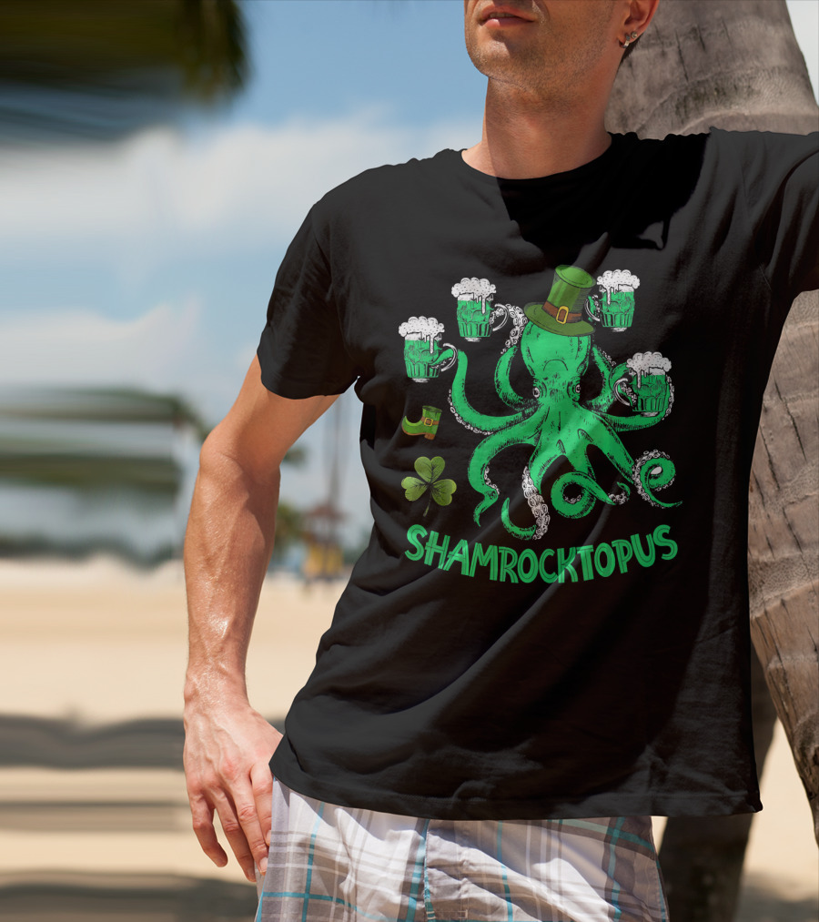 Shamrocktopus Leprechaun Hat Beer Mugs St. Patrick's Day T-Shirt
