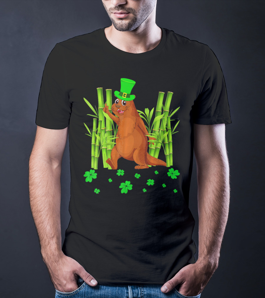 Leprechaun Otter St Patricks Day Shamrock Bamboo T-Shirt