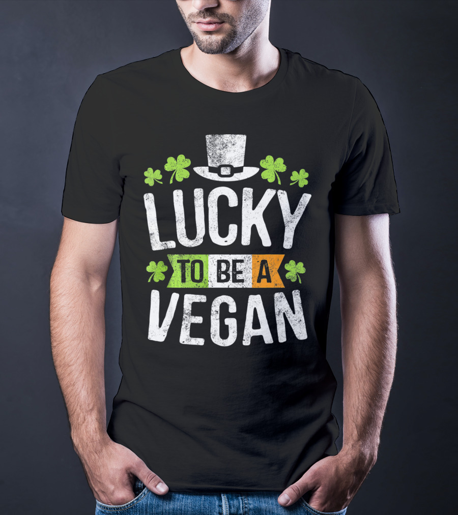 Lucky To Be A Vegan Funny St Patrick's Day Shamrock Hat T-Shirt