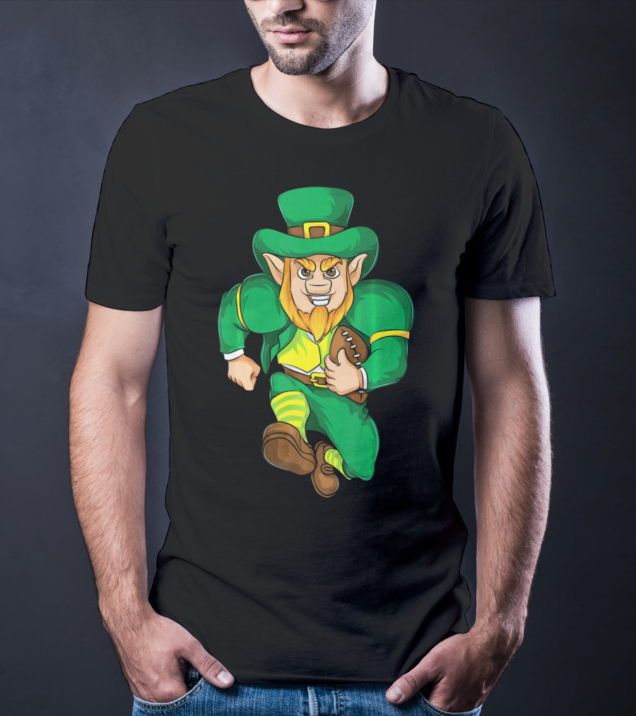 Irish Football Leprechaun St Patricks Running With Ball T-Shirt
