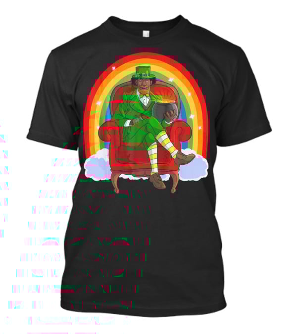 African American Leprechaun With Pot Of Gold And Rainbow St. Patricks T-Shirt