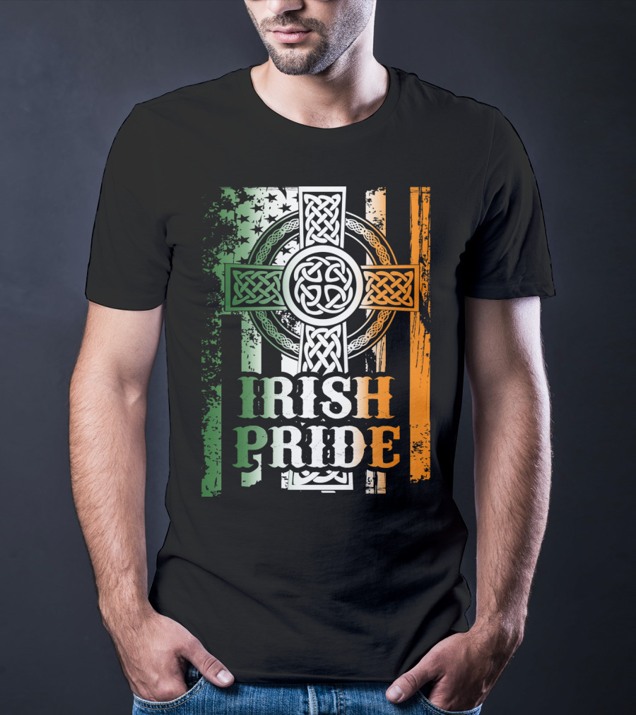 Irish Pride Celtic Cross St Patricks Day Flag Elements T-Shirt