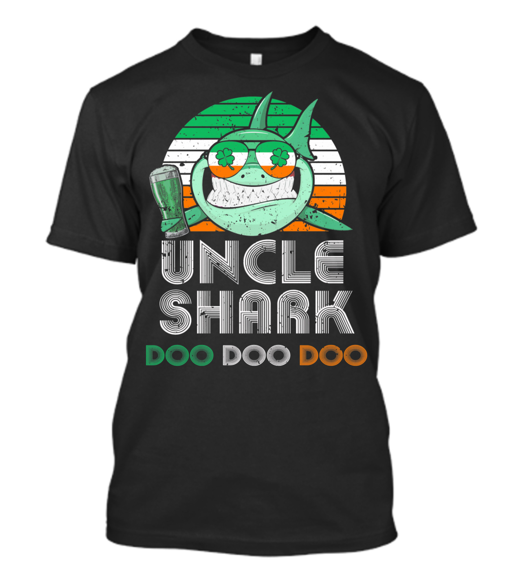 Uncle Shark Doo Doo Doo Retro Vintage Irish Beer Shamrock Fun T-Shirt