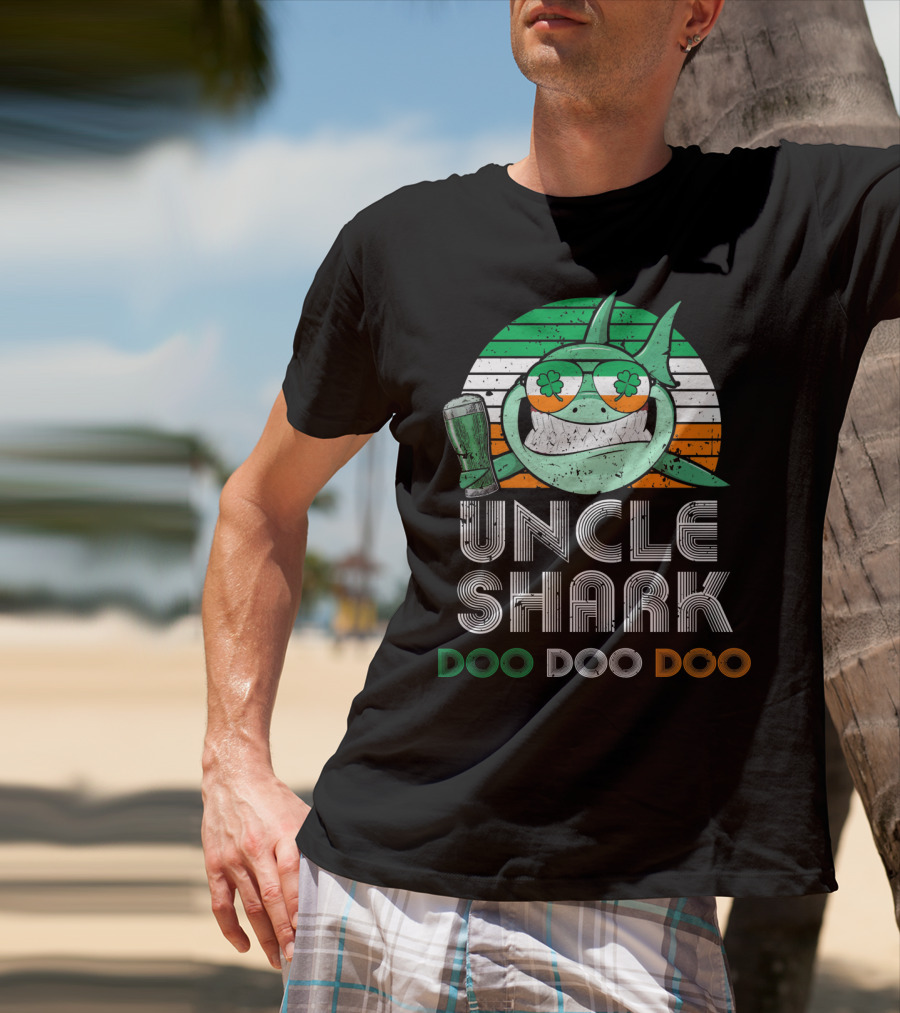 Uncle Shark Doo Doo Doo Retro Vintage Irish Beer Shamrock Fun T-Shirt