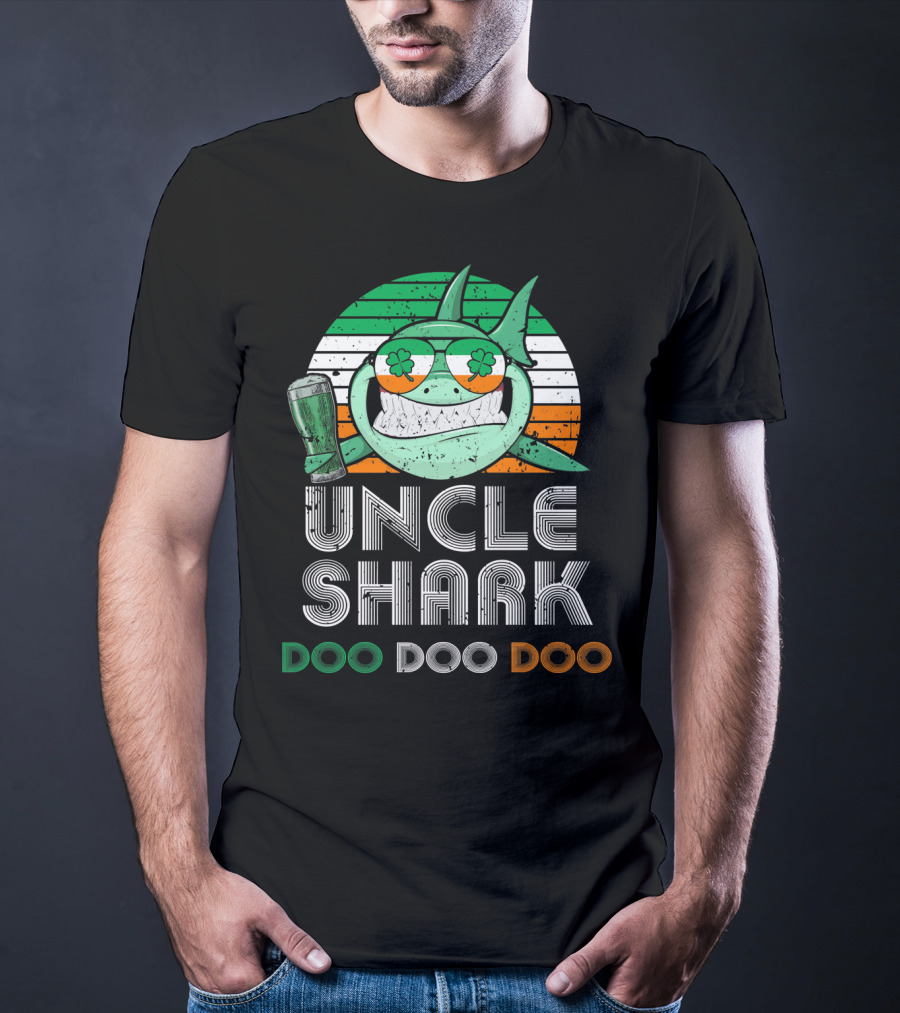 Uncle Shark Doo Doo Doo Retro Vintage Irish Beer Shamrock Fun T-Shirt