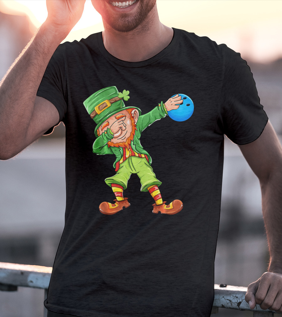Dabbing Leprechaun Bowling St Patricks Day T-Shirt