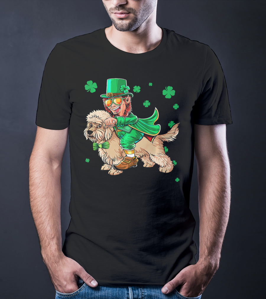 Leprechaun Dandi Dinmont Terrier Shamrock St. Patrick's Day T-Shirt