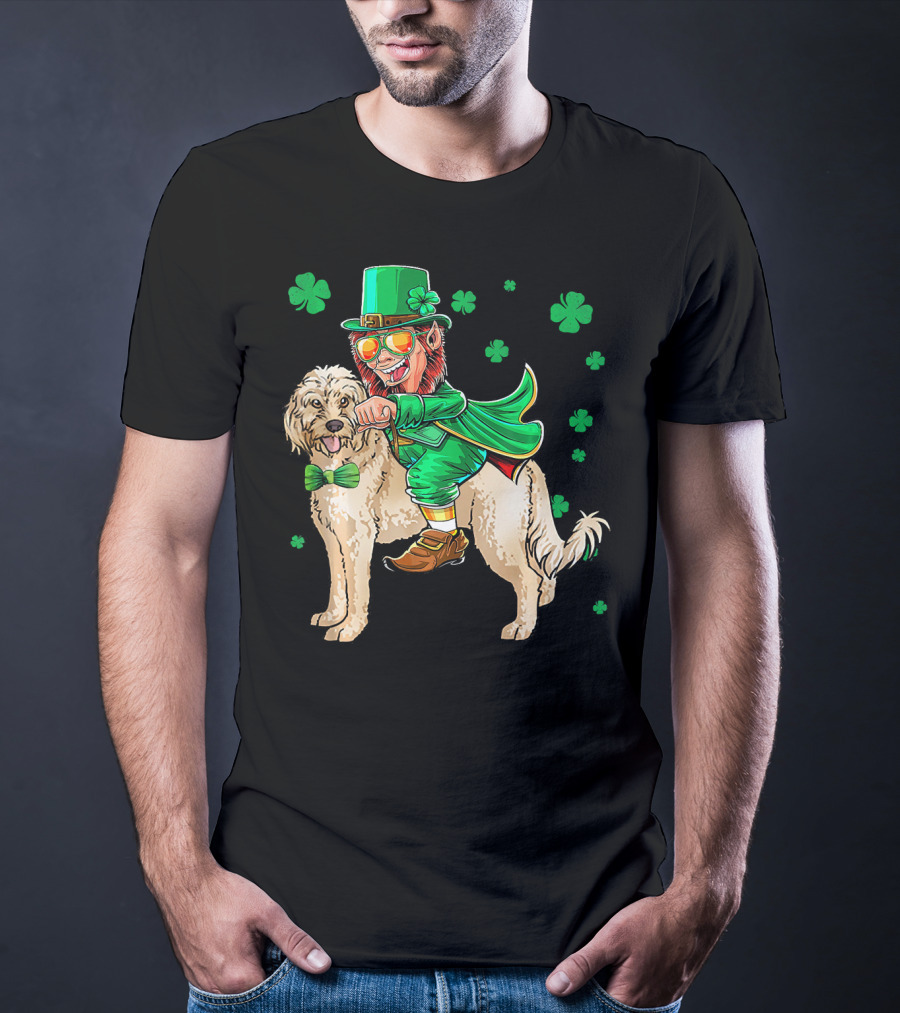 Leprechaun Riding Cockapoo With Shamrocks For St. Patrick's Day T-Shirt