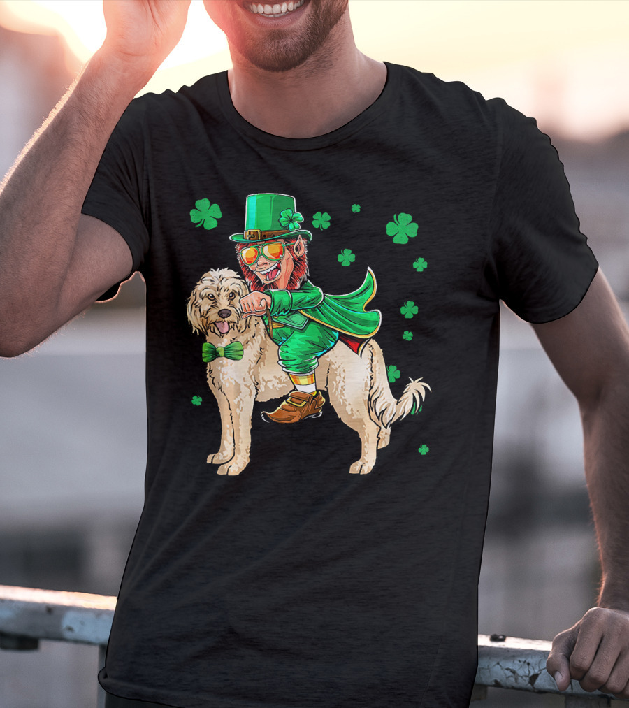 Leprechaun Riding Cockapoo With Shamrocks For St. Patrick's Day T-Shirt