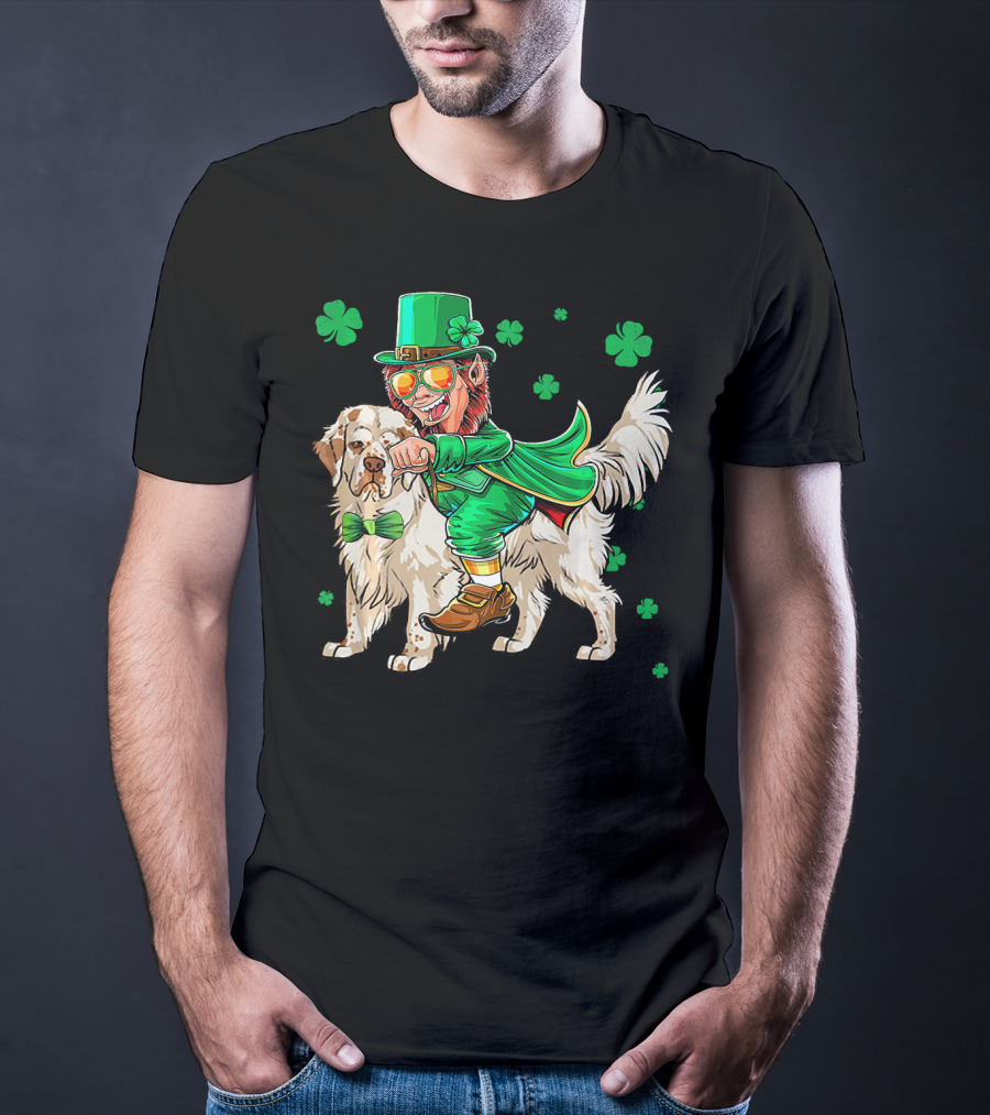 Leprechaun Clumber Spaniel Shamrock St. Patrick's Day T-Shirt