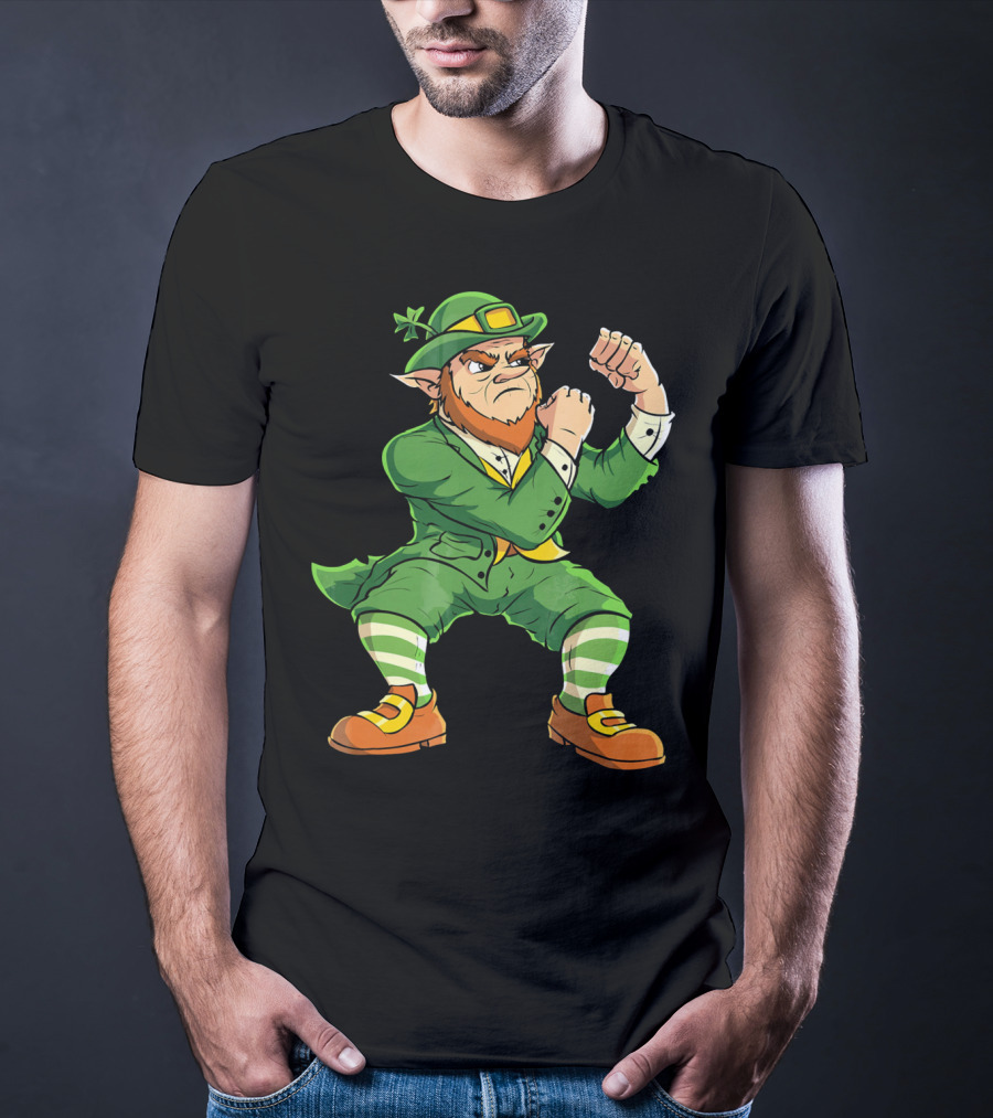 Angry Leprechaun Fist Fighting Saint Patrick's Day Iconic T-Shirt