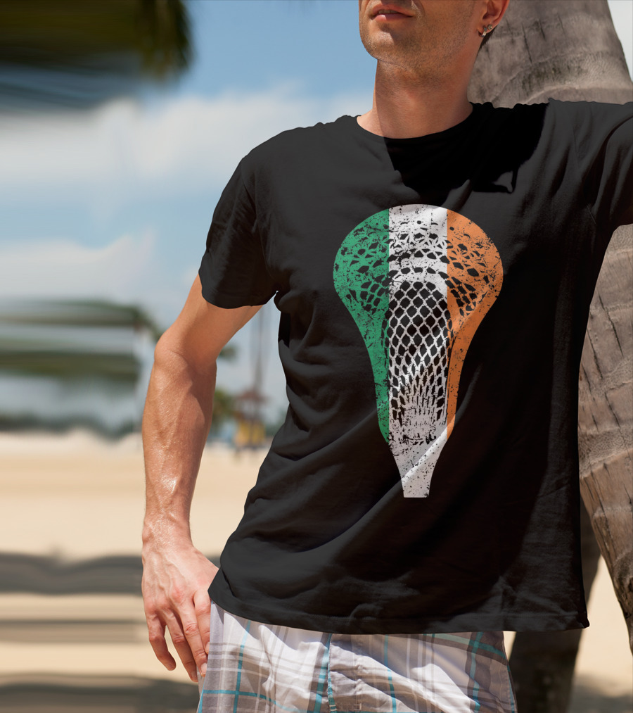 Irish Lacrosse Ireland Tricolor Lacrosse Stick Net T-Shirt