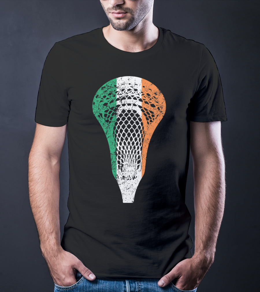 Irish Lacrosse Ireland Tricolor Lacrosse Stick Net T-Shirt