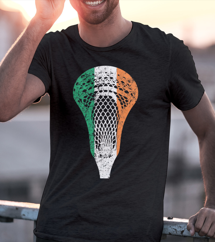 Irish Lacrosse Ireland Tricolor Lacrosse Stick Net T-Shirt