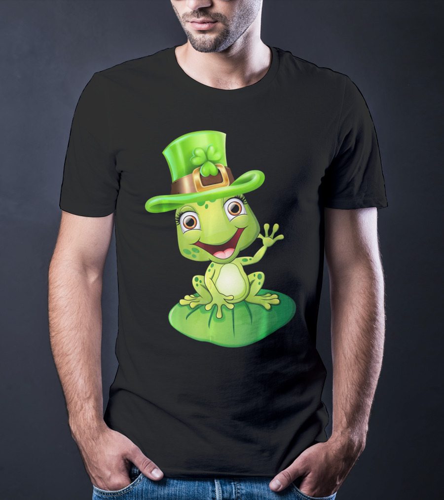 St. Patrick's Day Cute Frog In Green Hat T-Shirt