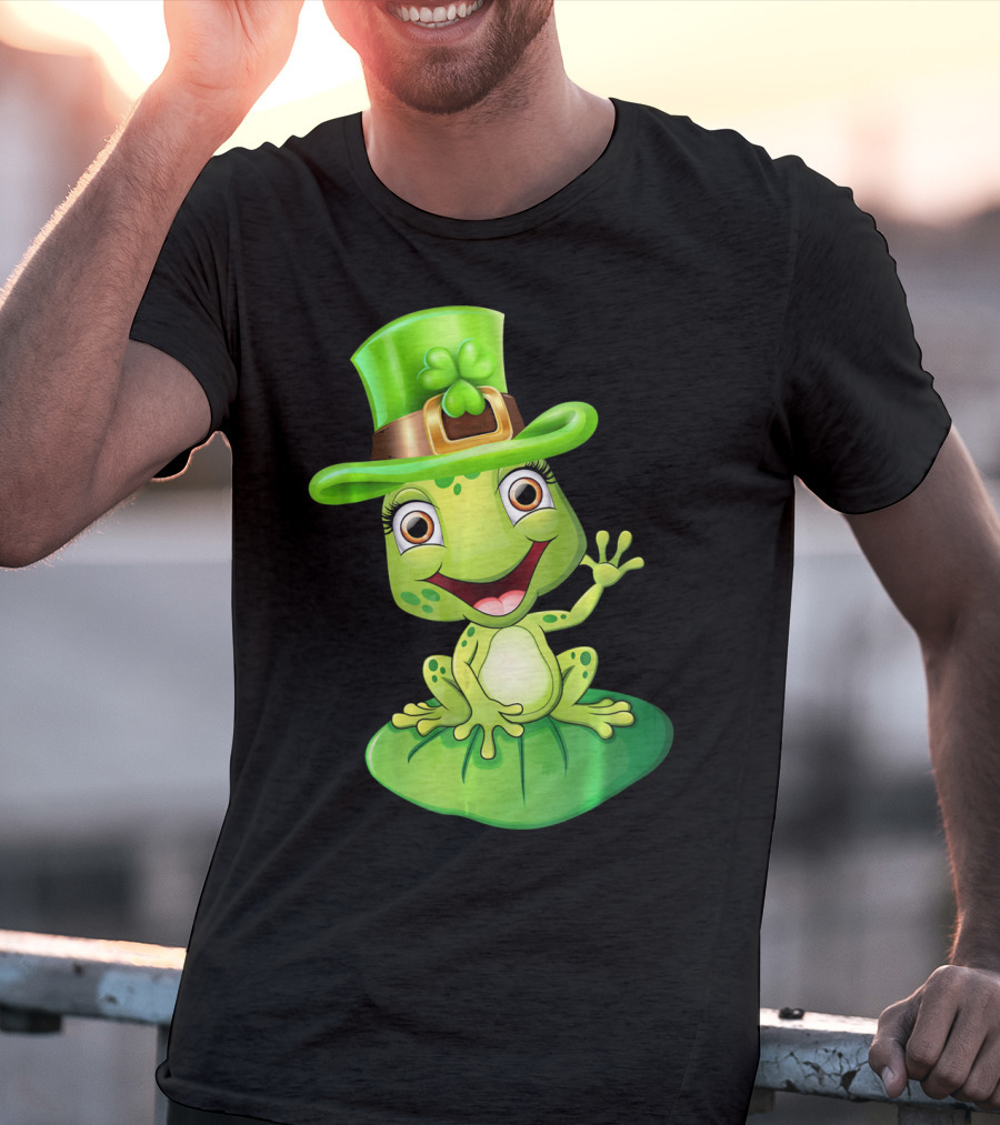 St. Patrick's Day Cute Frog In Green Hat T-Shirt