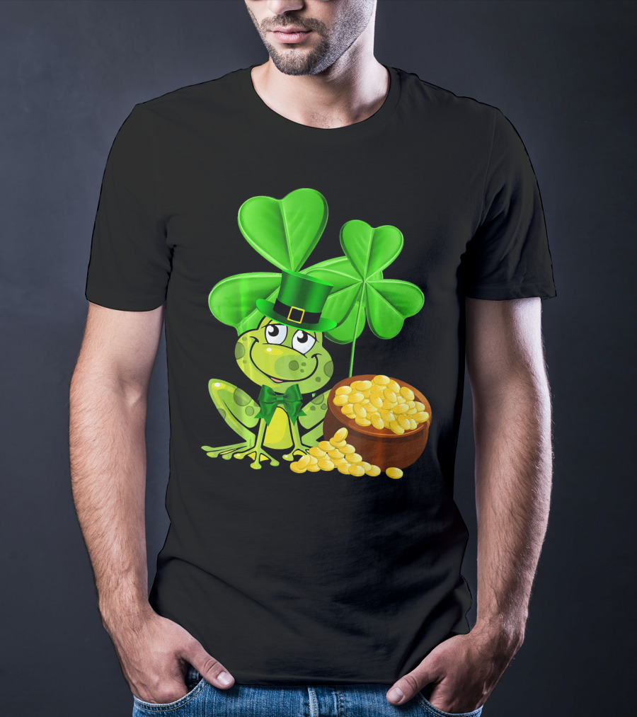 Leprechaun Frog St. Patrick's Day Shamrock Gold Coins T-Shirt