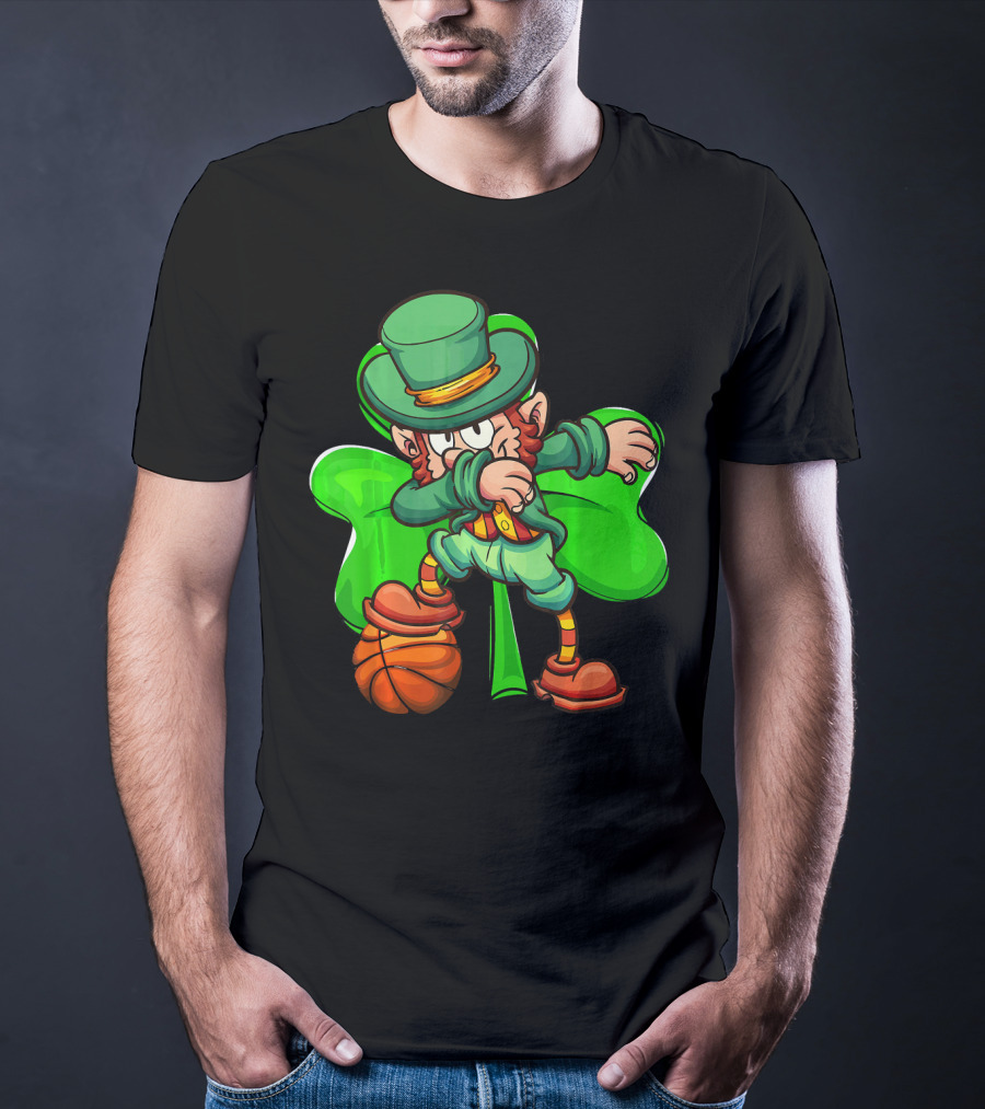 Dabbing Leprechaun With Basketball And Shamrock T-Shirt