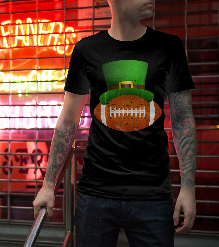 Funny St Patricks Leprechaun Football Hat Luck T-Shirt