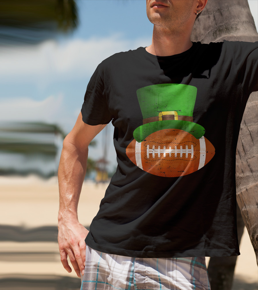 Funny St Patricks Leprechaun Football Hat Luck T-Shirt