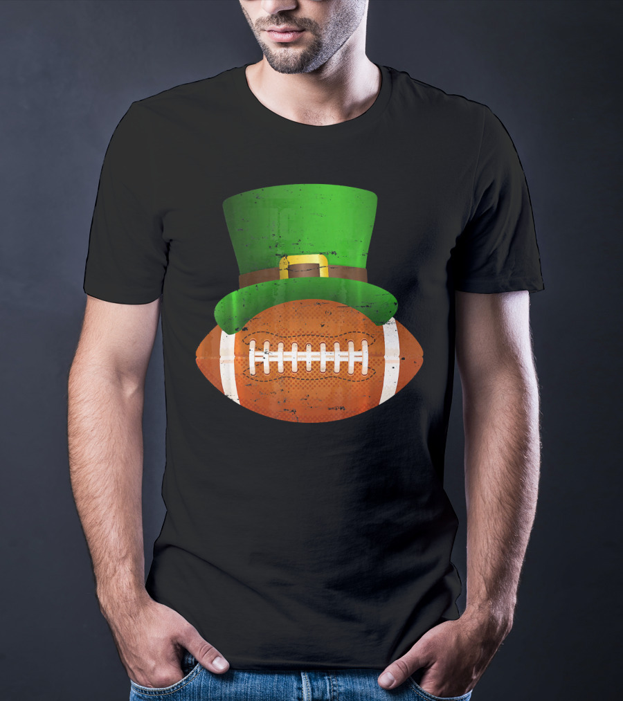 Funny St Patricks Leprechaun Football Hat Luck T-Shirt