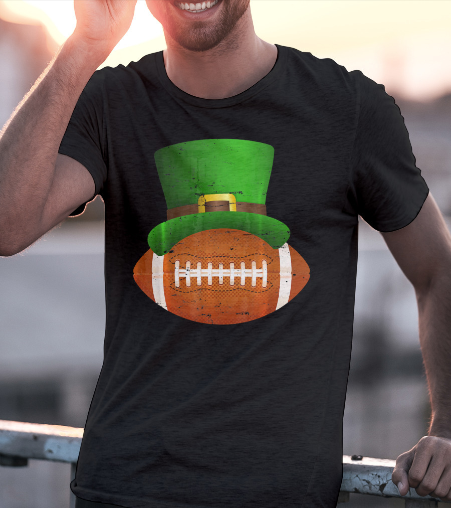 Funny St Patricks Leprechaun Football Hat Luck T-Shirt