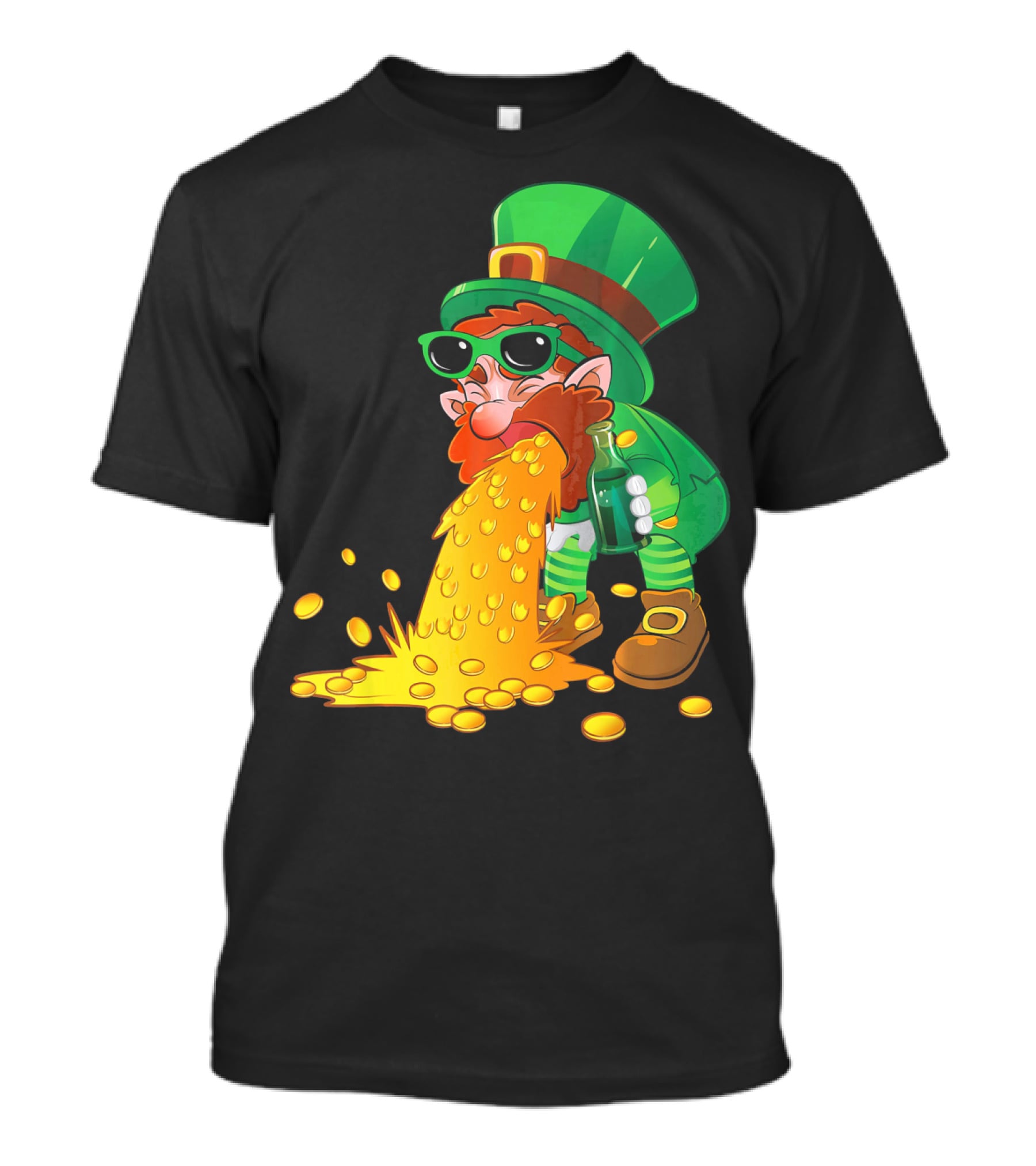 Puking Leprechaun St Patrick's Day Humor With Gold Coins T-Shirt