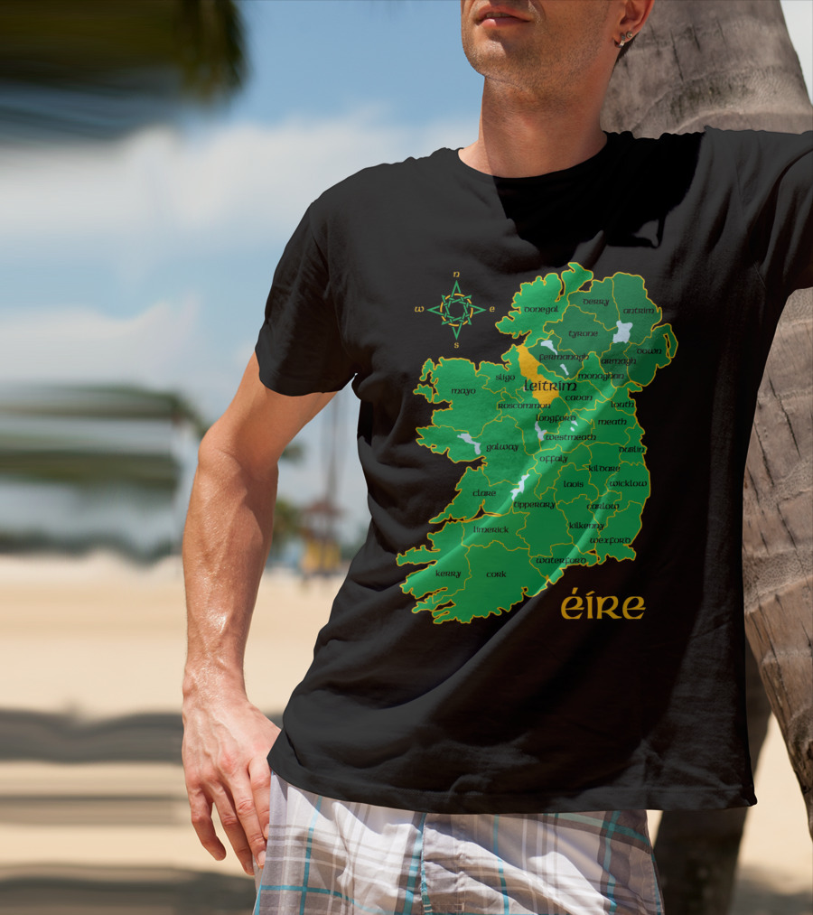 Leitrim Ireland County Map Éire Compass T-Shirt