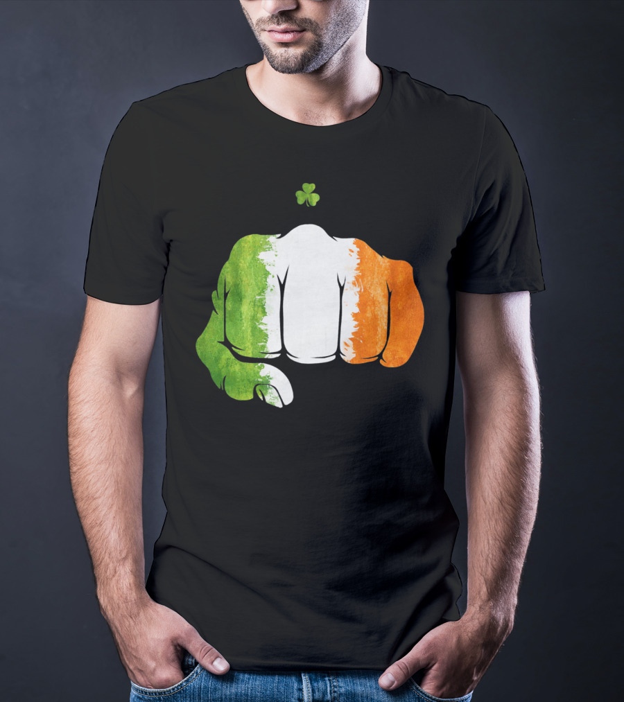 Irish Fighting Fist With Tricolor And Shamrock Mixed Martial Arts T-Shirt