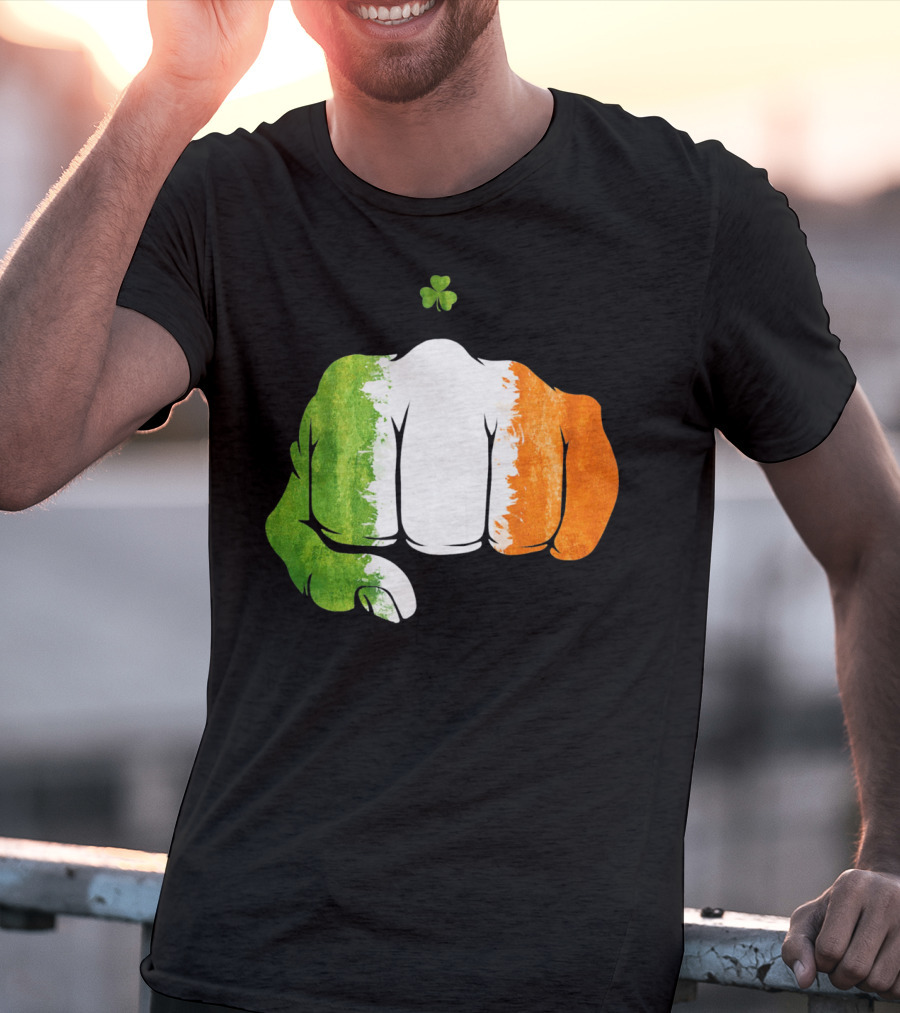 Irish Fighting Fist With Tricolor And Shamrock Mixed Martial Arts T-Shirt