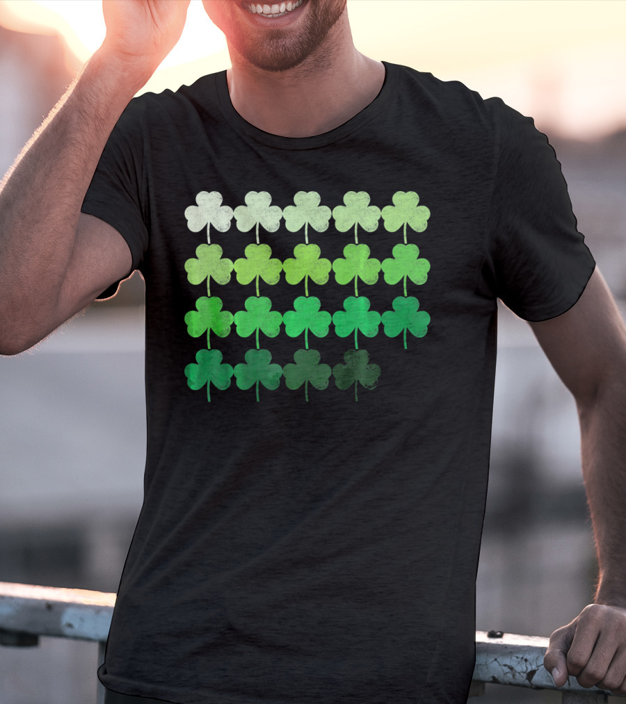 Shades Of Green Irish Shamrock Gradient T-Shirt
