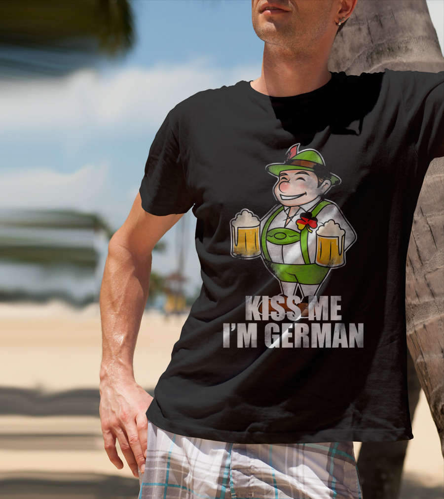 Kiss Me I'm German St Patrick's Day Lederhosen Beer T-Shirt