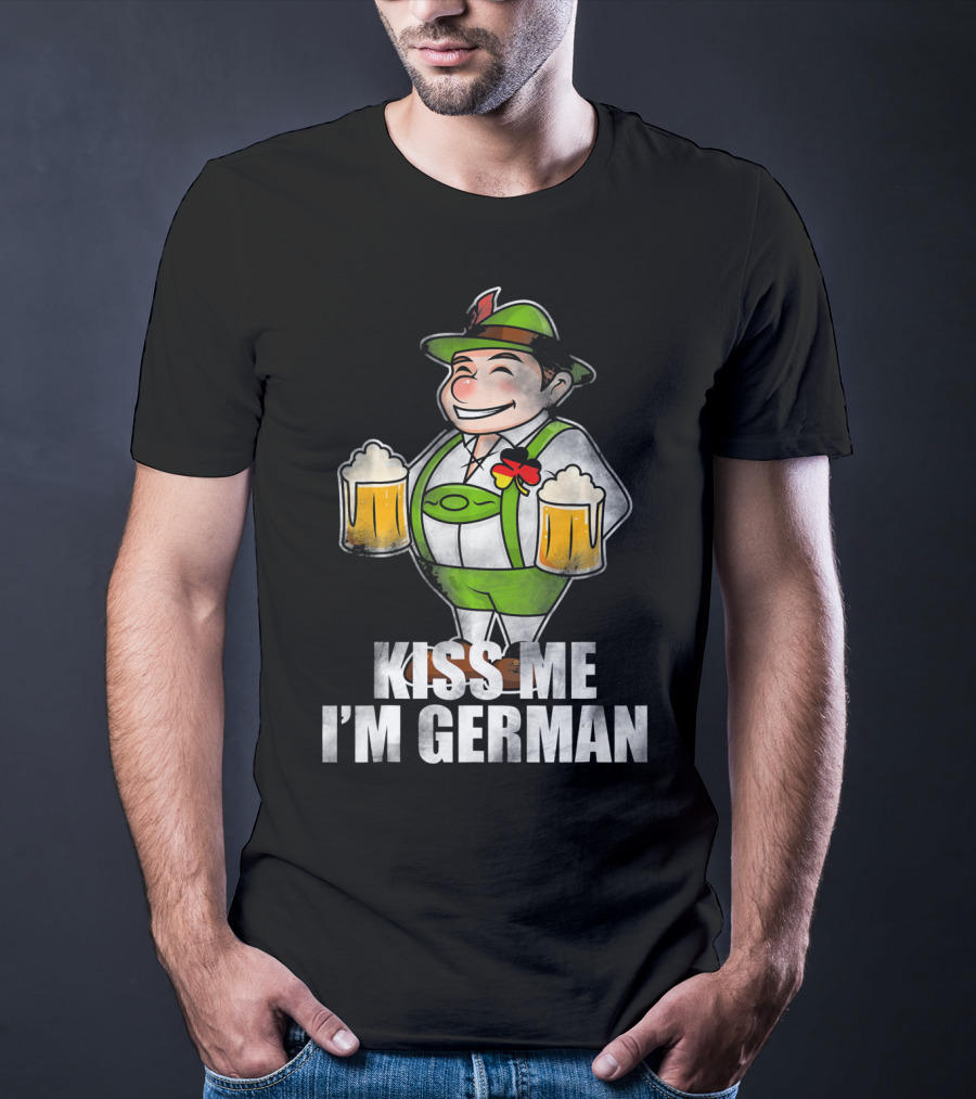 Kiss Me I'm German St Patrick's Day Lederhosen Beer T-Shirt
