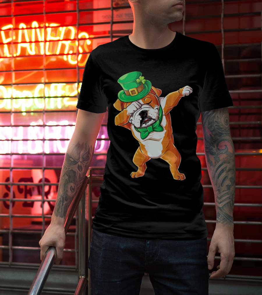 St. Patrick's Day Dabbing English Bulldog T-Shirt