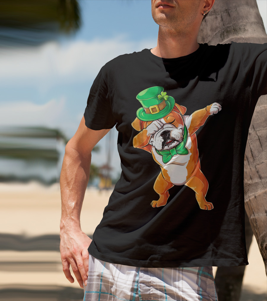 St. Patrick's Day Dabbing English Bulldog T-Shirt