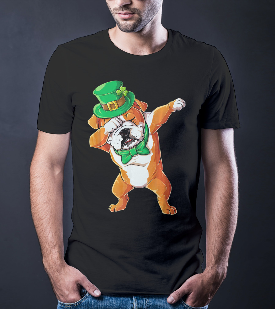 St. Patrick's Day Dabbing English Bulldog T-Shirt