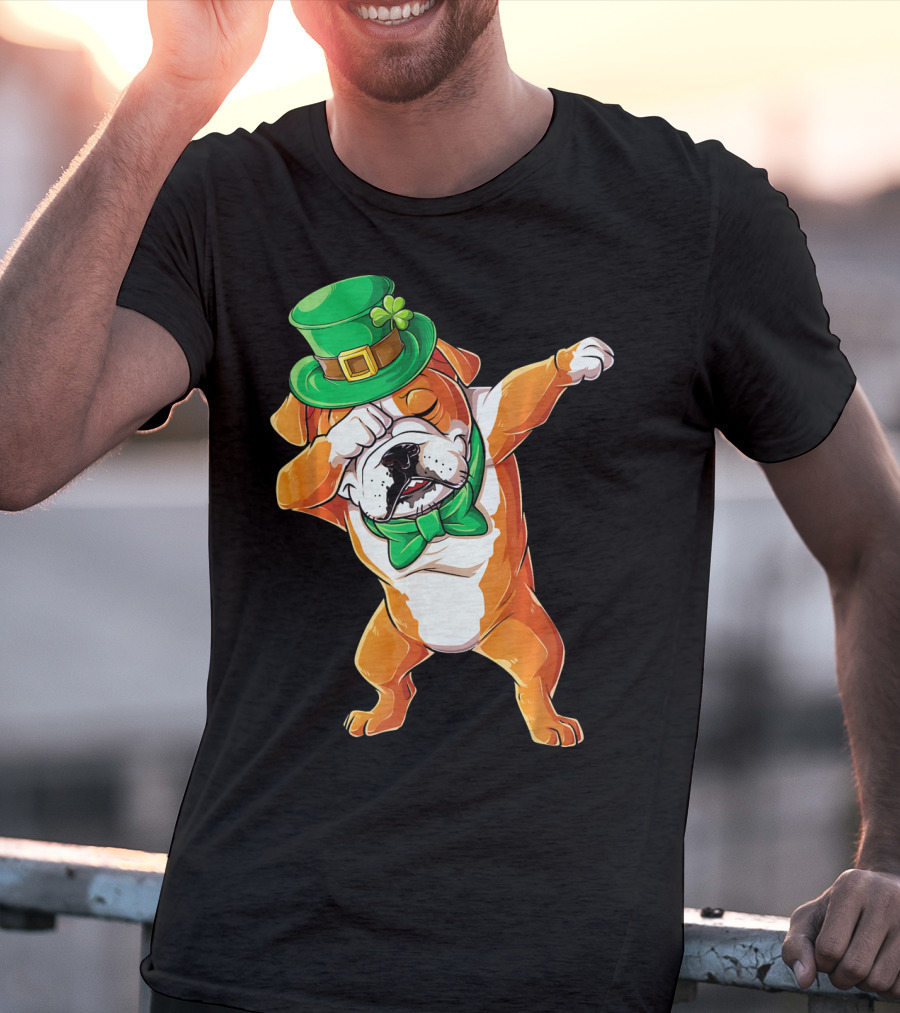 St. Patrick's Day Dabbing English Bulldog T-Shirt