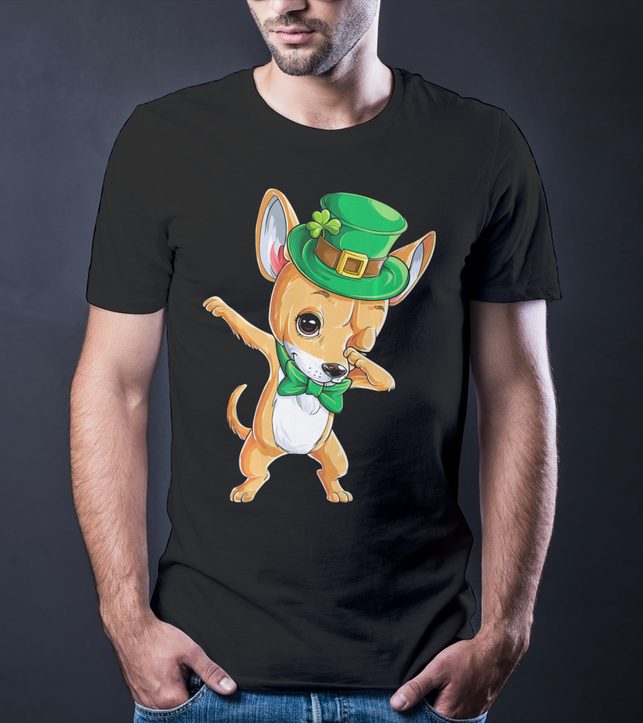 St. Patrick's Day Dabbing Chihuahua Leprechaun Hat T-Shirt