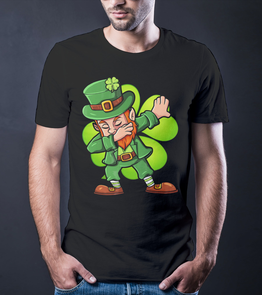 Dabbing Leprechaun With Clover St Patrick's Day Luck T-Shirt