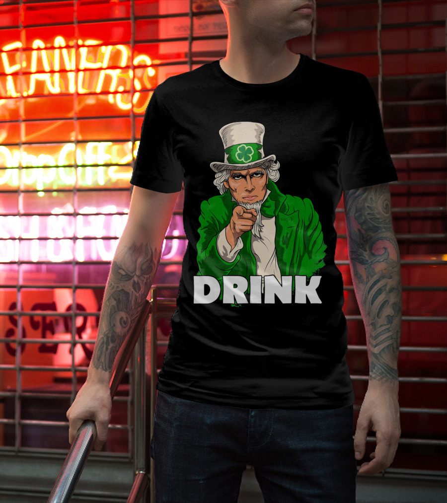 Irish Leprechaun Uncle Sam St Patricks Drink T-Shirt