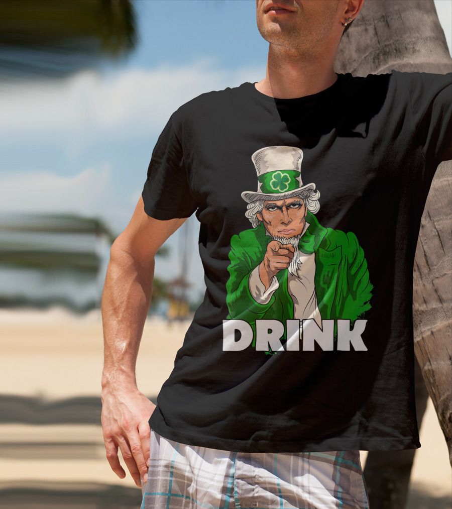 Irish Leprechaun Uncle Sam St Patricks Drink T-Shirt