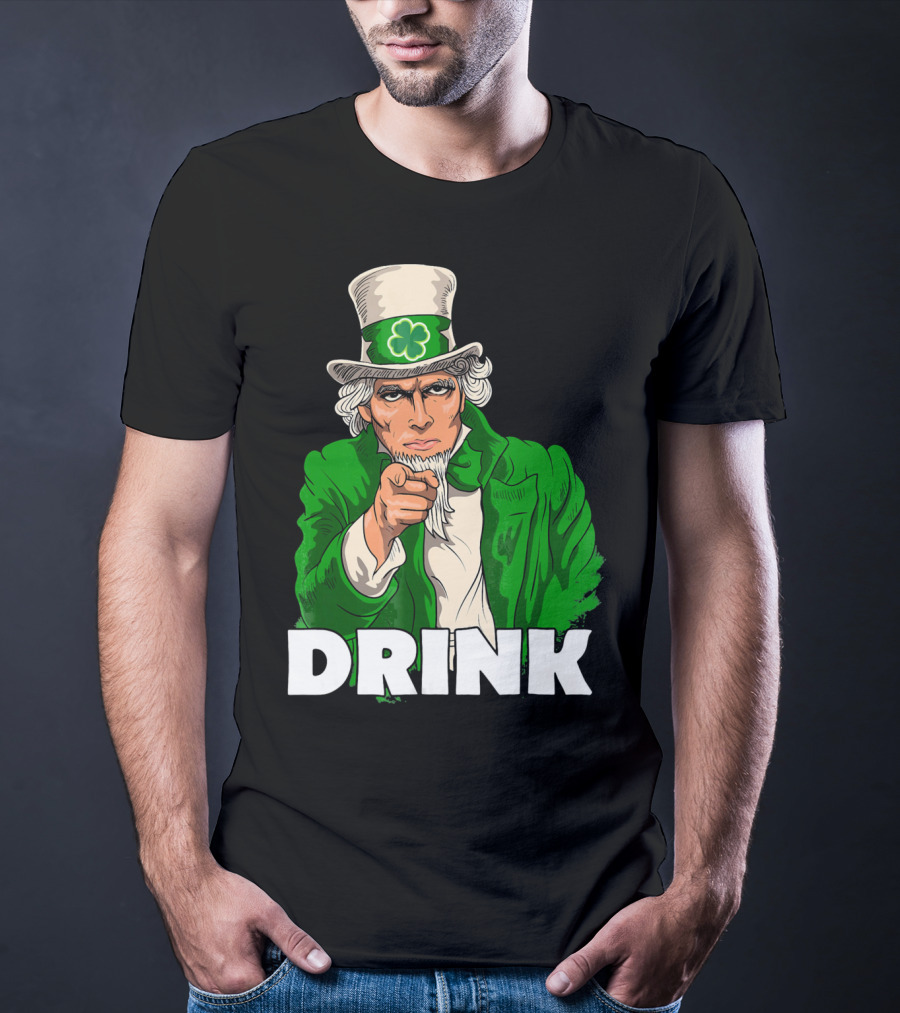 Irish Leprechaun Uncle Sam St Patricks Drink T-Shirt